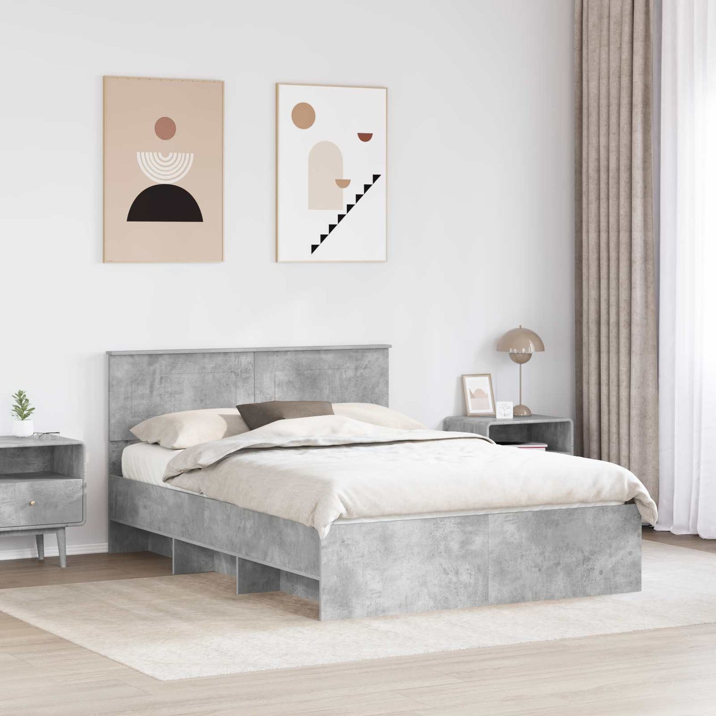 Struttura del letto con testiera Grigio cemento 140 x 200 cm