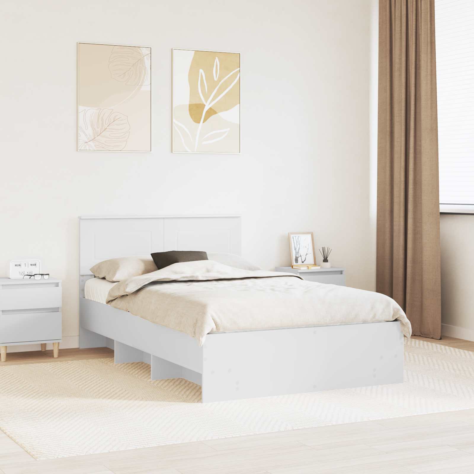 Struttura del letto Bianco 137 x 203 cm Legno multistrato | homemem39