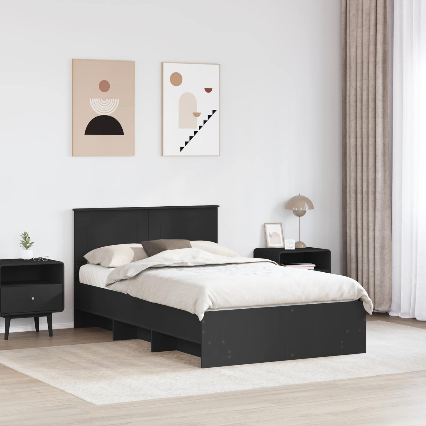 Struttura del letto Nero 137 x 203 cm Legno multistrato | homemem39