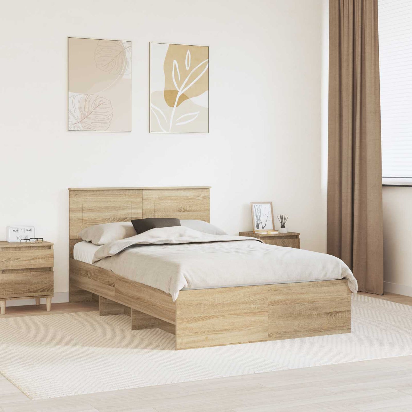 Struttura del letto con testiera Rovere Sonoma 137 x 203 cm