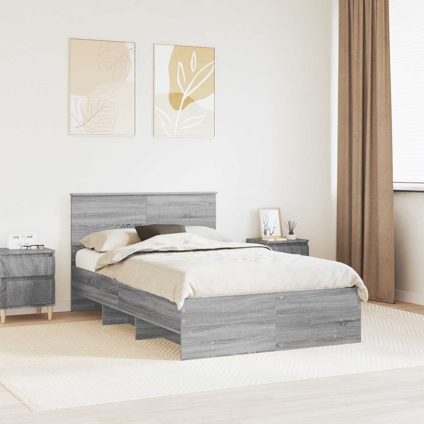 Struttura del letto con testiera Grigio Sonoma 137 x 203 cm | homemem39
