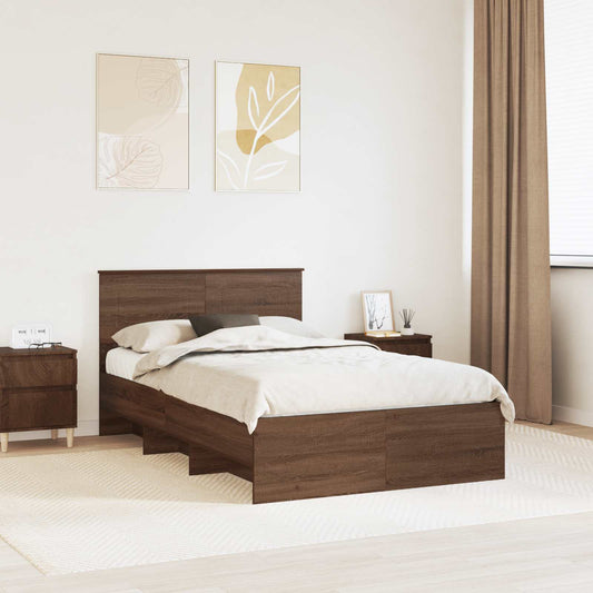 Struttura del letto con testiera Rovere Marrone 137 x 203 cm