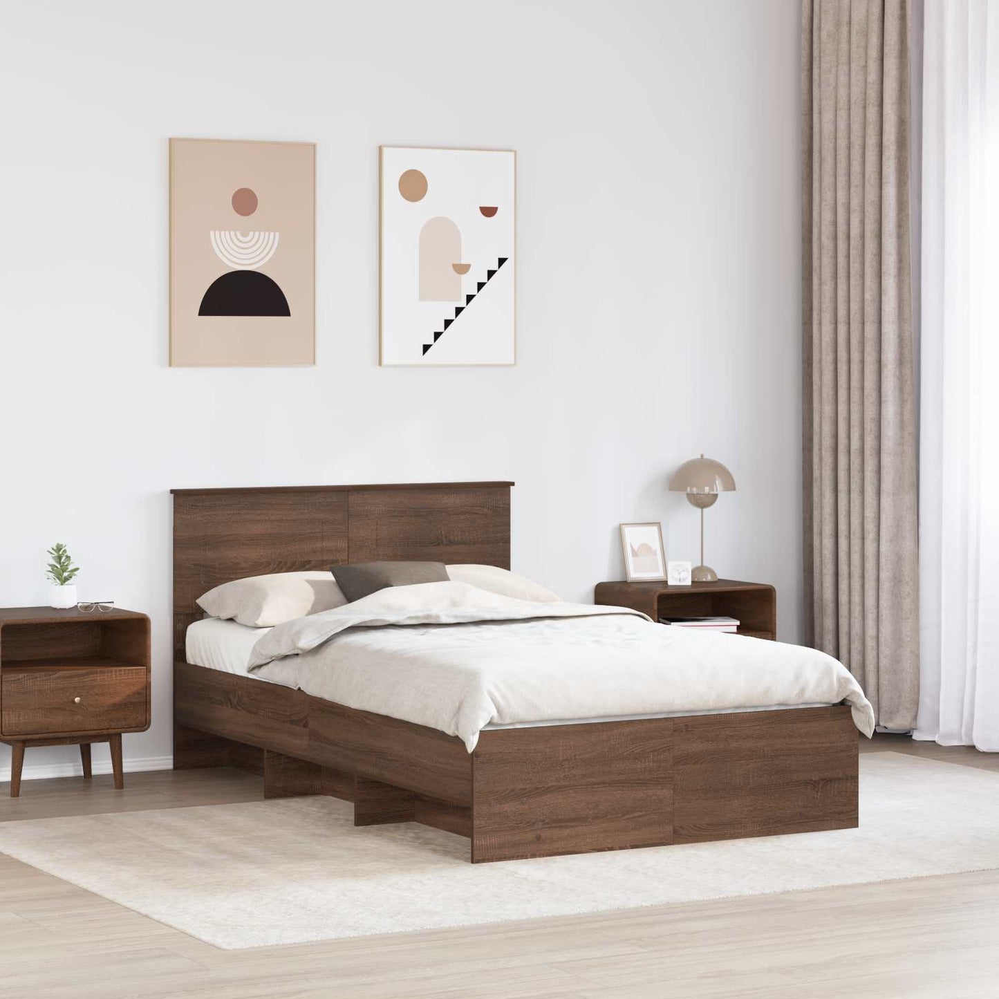 Struttura del letto con testiera Rovere Marrone 137 x 203 cm | homemem39
