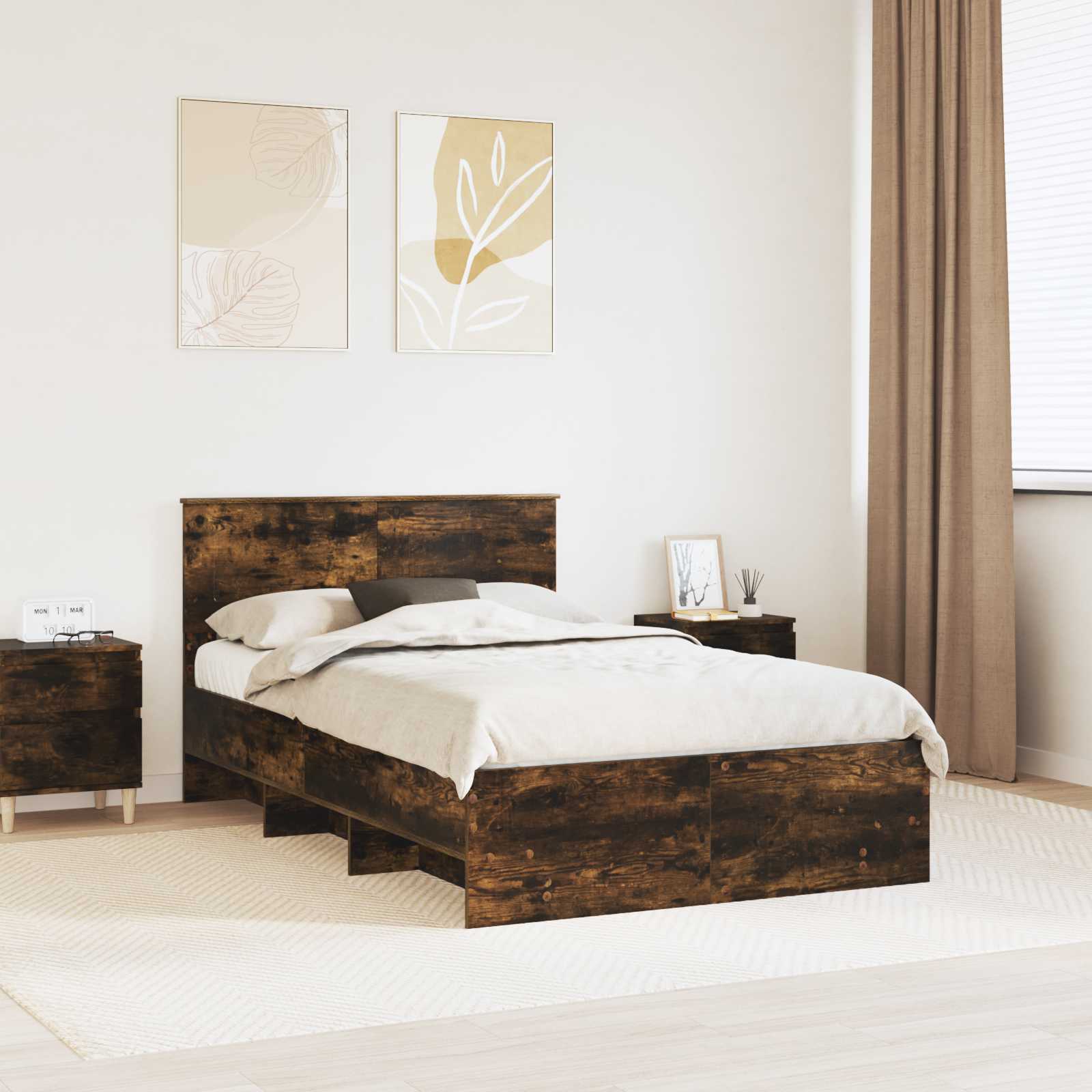 Struttura del letto Rovere fumé 120 x 123 cm Legno multistrato | homemem39