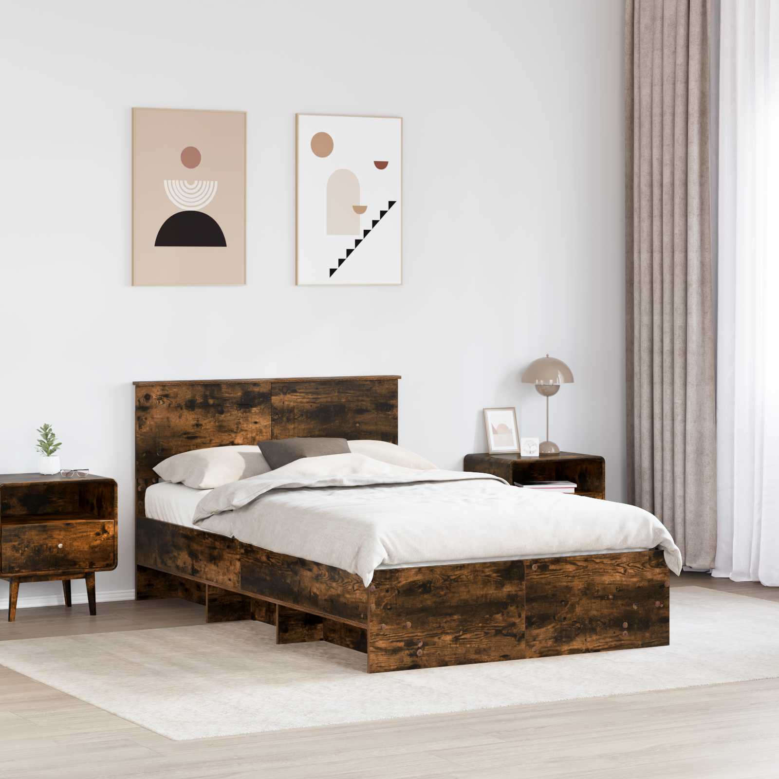 Struttura del letto Rovere fumé 120 x 123 cm Legno multistrato | homemem39