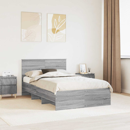 Struttura del letto con testiera Grigio Sonoma 120 x 123 cm