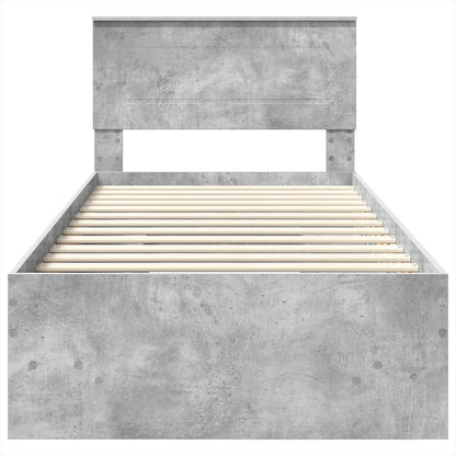 Struttura del letto con testiera Grigio cemento 90 x 200 cm