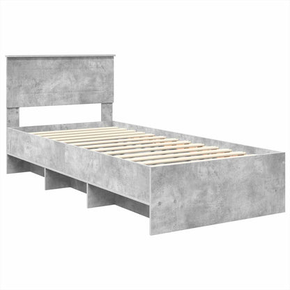 Struttura del letto con testiera Grigio cemento 90 x 200 cm