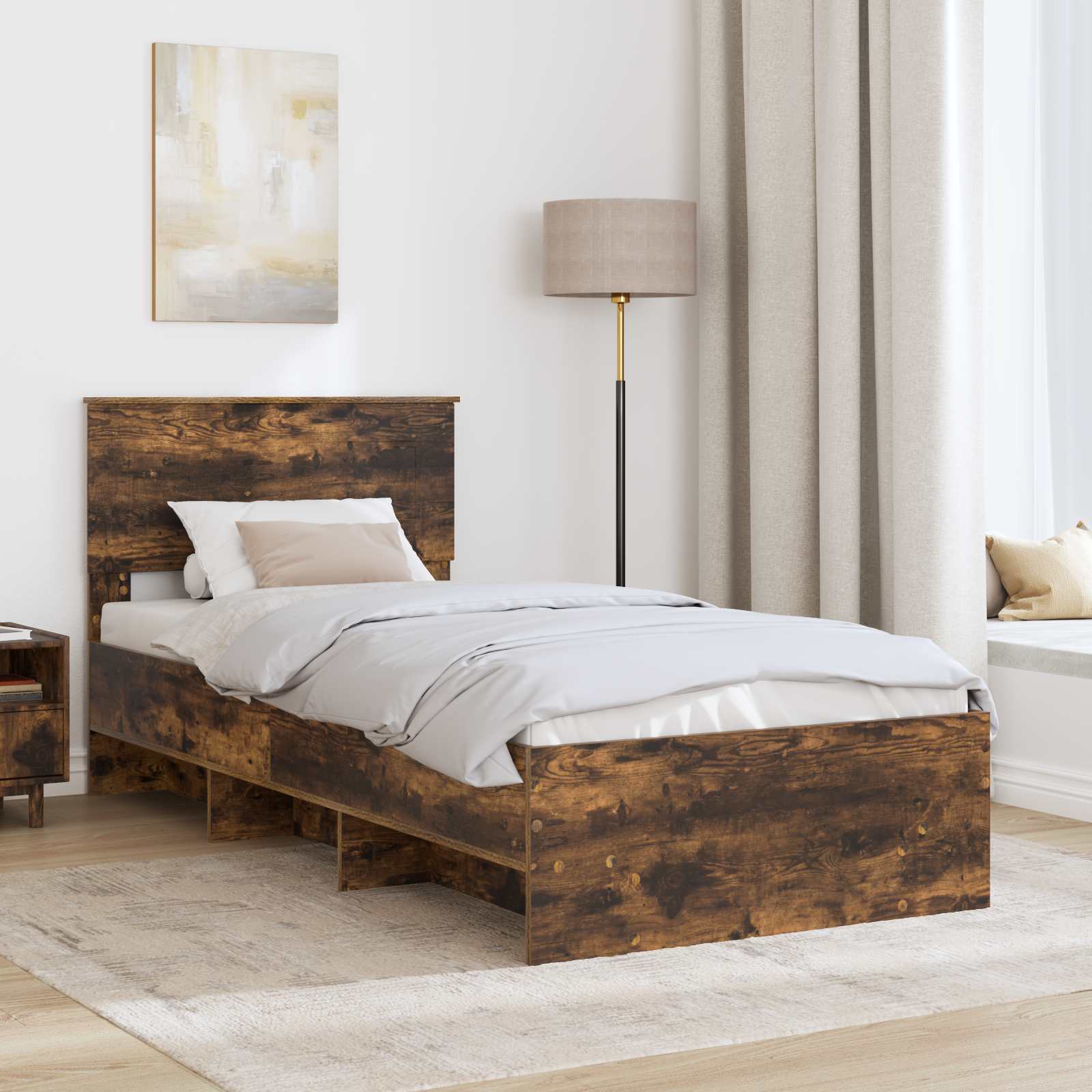 Struttura del letto Rovere fumé 80 x 200 cm Legno multistrato | homemem39