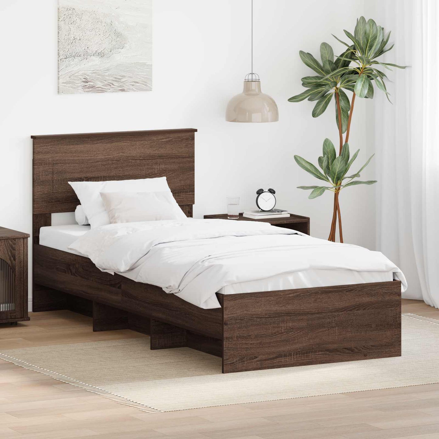 Struttura del letto con testiera Rovere Marrone 80 x 200 cm | homemem39
