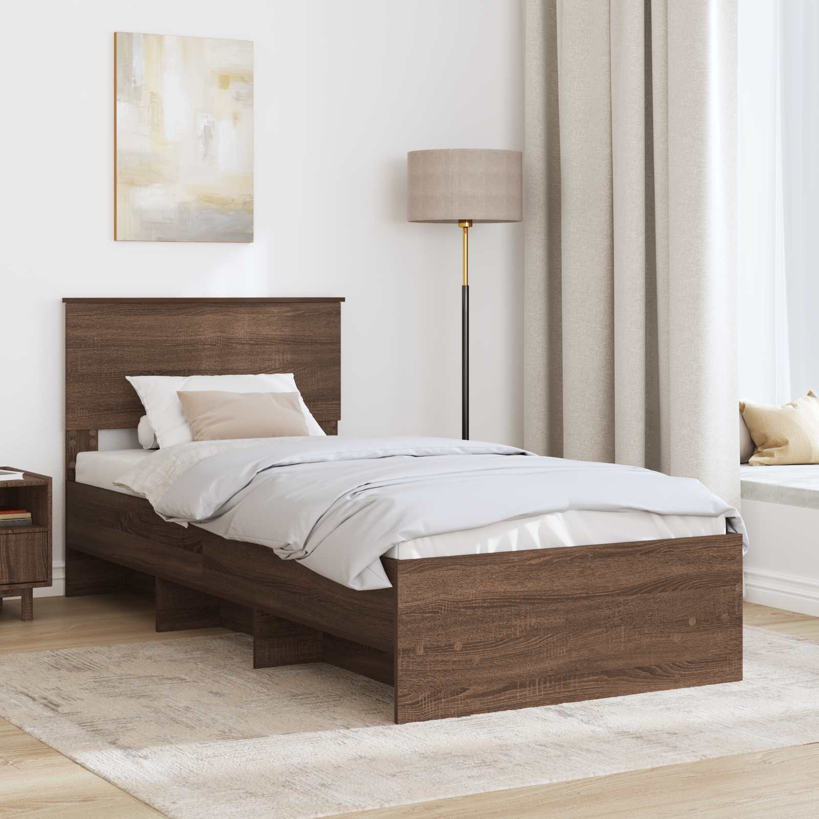 Struttura del letto con testiera Rovere Marrone 80 x 200 cm | homemem39