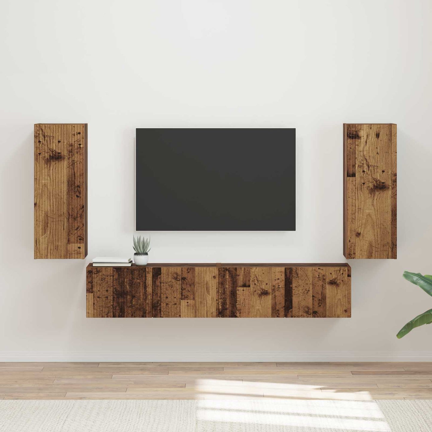 Set di Mobiletto da TV a Parete 4 pcs Legno vecchio | homemem39