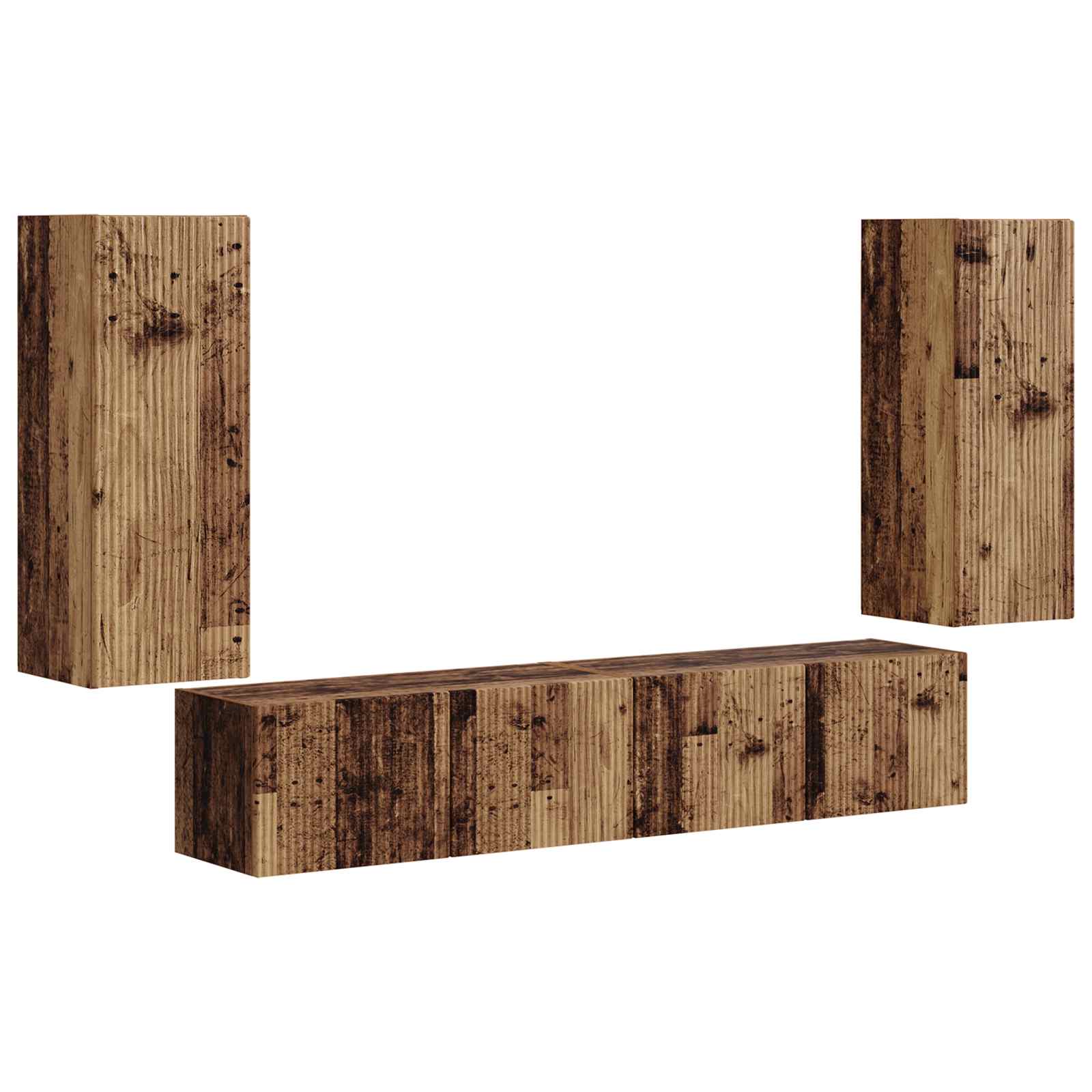 Set di Mobiletto da TV a Parete 4 pcs Legno vecchio | homemem39