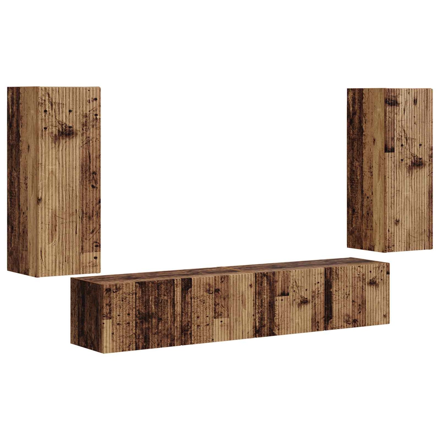 Set di Mobiletto da TV a Parete 4 pcs Legno vecchio