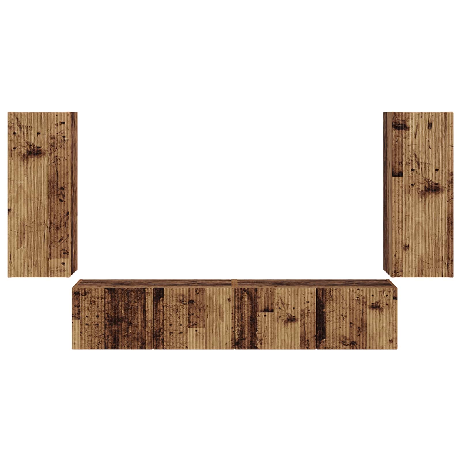 Set di Mobiletto da TV a Parete 4 pcs Legno vecchio | homemem39