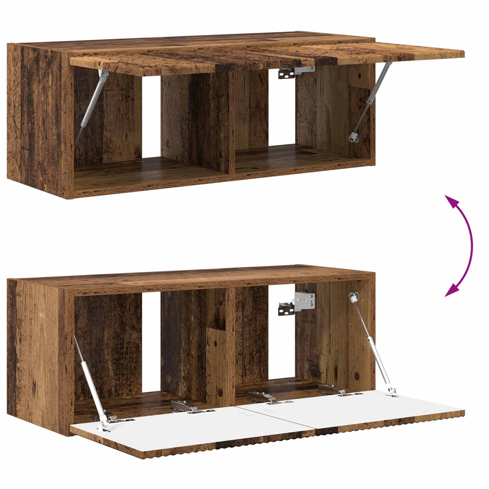 Set di Mobiletto da TV a Parete 4 pcs Legno vecchio | homemem39