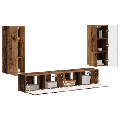 Set di Mobiletto da TV a Parete 4 pcs Legno vecchio