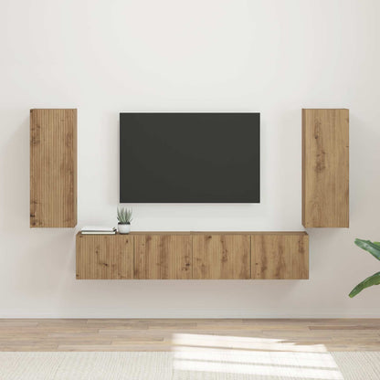 Set di Mobiletto da TV a Parete 4 pcs Rovere artigianale