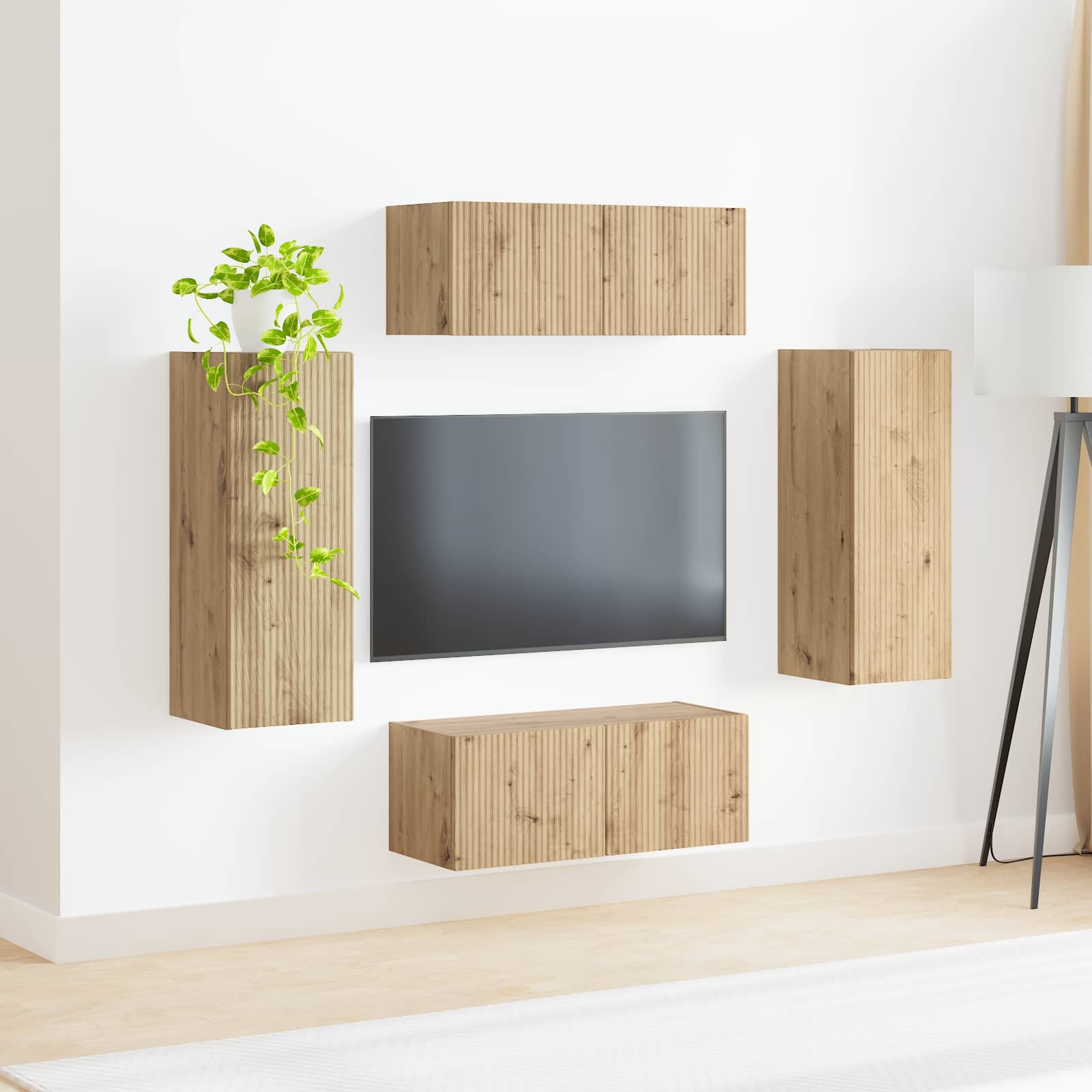 Set di Mobiletto da TV a Parete 4 pcs Rovere artigianale | homemem39