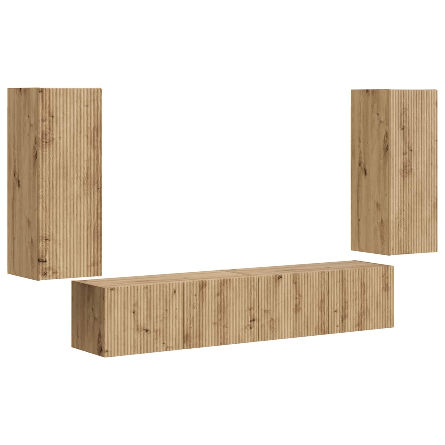 Set di Mobiletto da TV a Parete 4 pcs Rovere artigianale