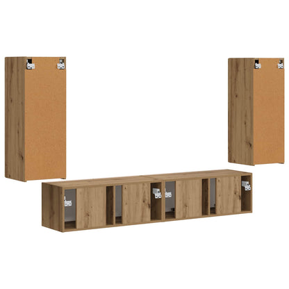 Set di Mobiletto da TV a Parete 4 pcs Rovere artigianale | homemem39