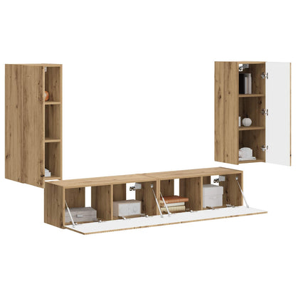 Set di Mobiletto da TV a Parete 4 pcs Rovere artigianale | homemem39