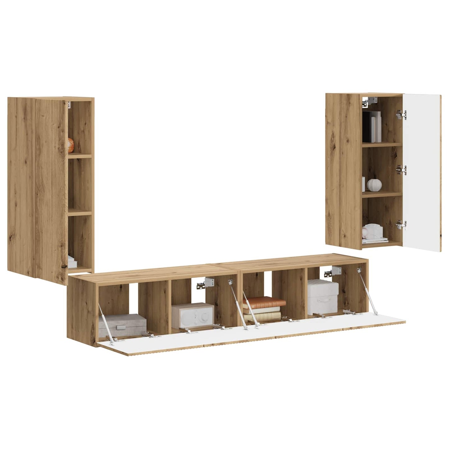 Set di Mobiletto da TV a Parete 4 pcs Rovere artigianale