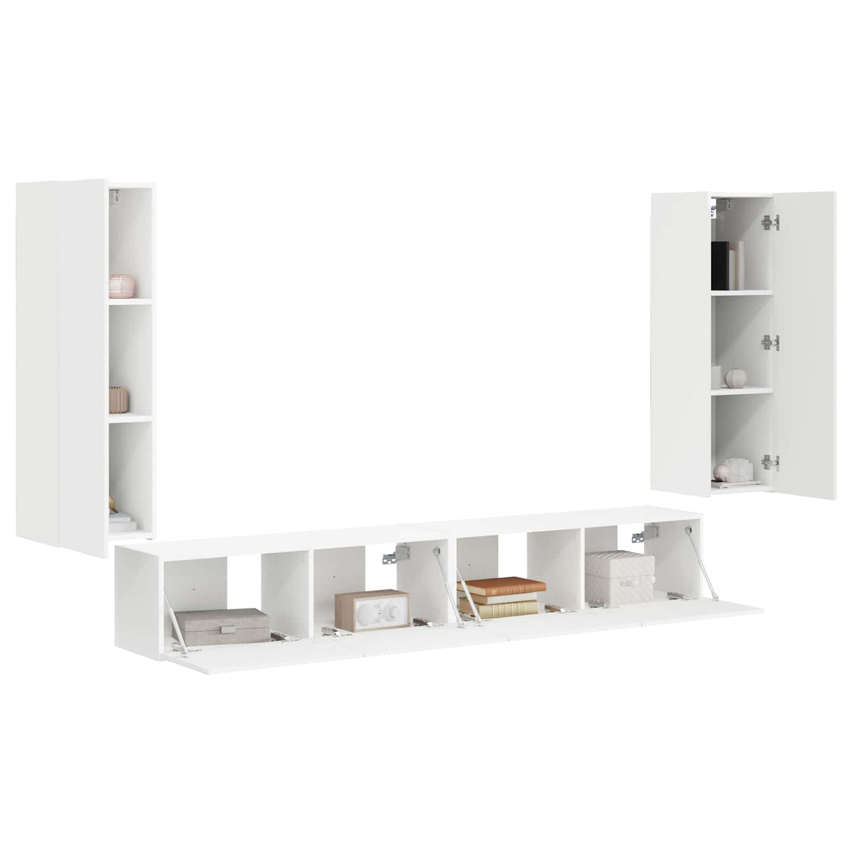 Set di Mobiletto da TV a Parete 4 pz Bianco | homemem39