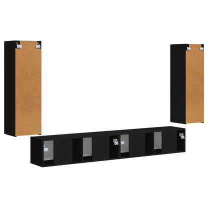 Set di Mobiletto da TV a Parete 4 pz Nero Legno ingegnerizzato | homemem39