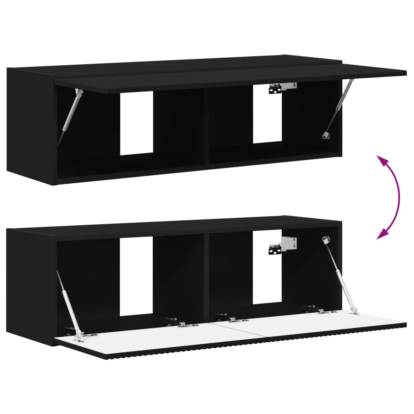 Set di Mobiletto da TV a Parete 4 pz Nero Legno ingegnerizzato | homemem39