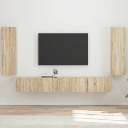 Set di Mobiletto da TV a Parete 4 pcs Rovere Sonoma