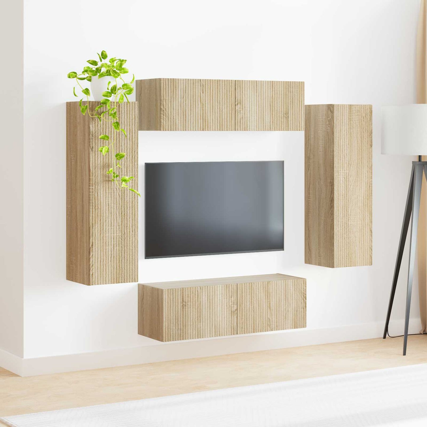 Set di Mobiletto da TV a Parete 4 pcs Rovere Sonoma | homemem39