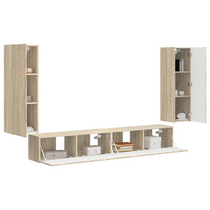 Set di Mobiletto da TV a Parete 4 pcs Rovere Sonoma | homemem39