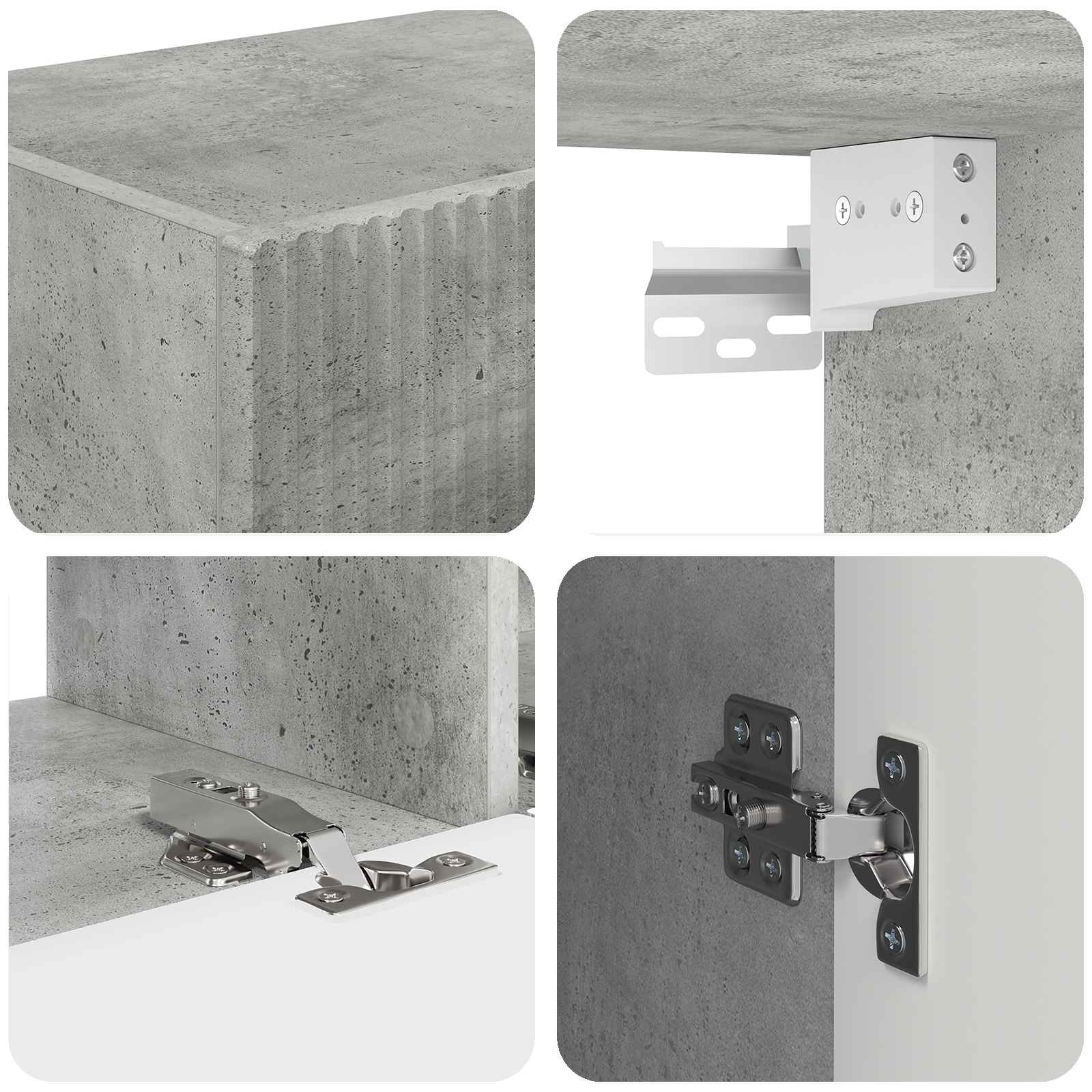 Set di Mobiletto da TV a Parete 4 pcs Grigio cemento | homemem39