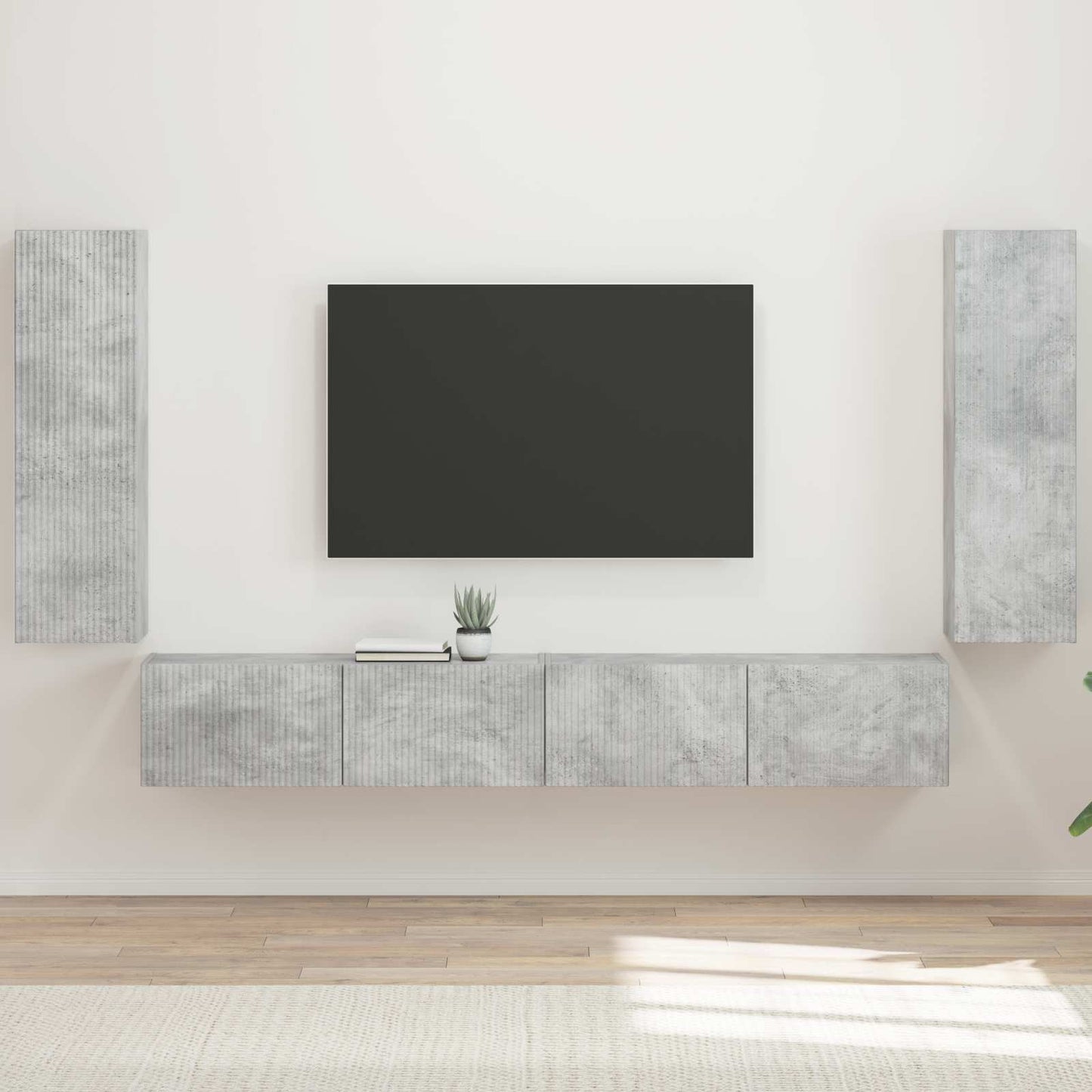 Set di Mobiletto da TV a Parete 4 pcs Grigio cemento