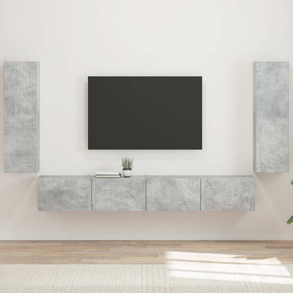 Set di Mobiletto da TV a Parete 4 pcs Grigio cemento