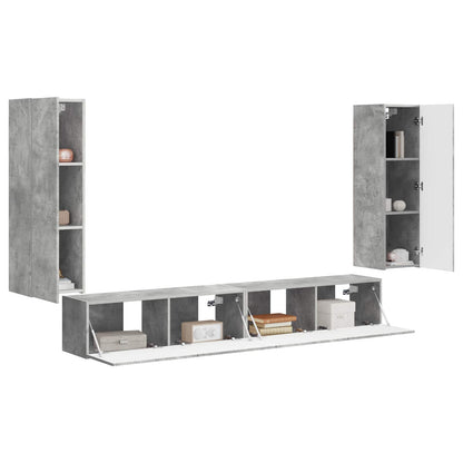 Set di Mobiletto da TV a Parete 4 pcs Grigio cemento | homemem39