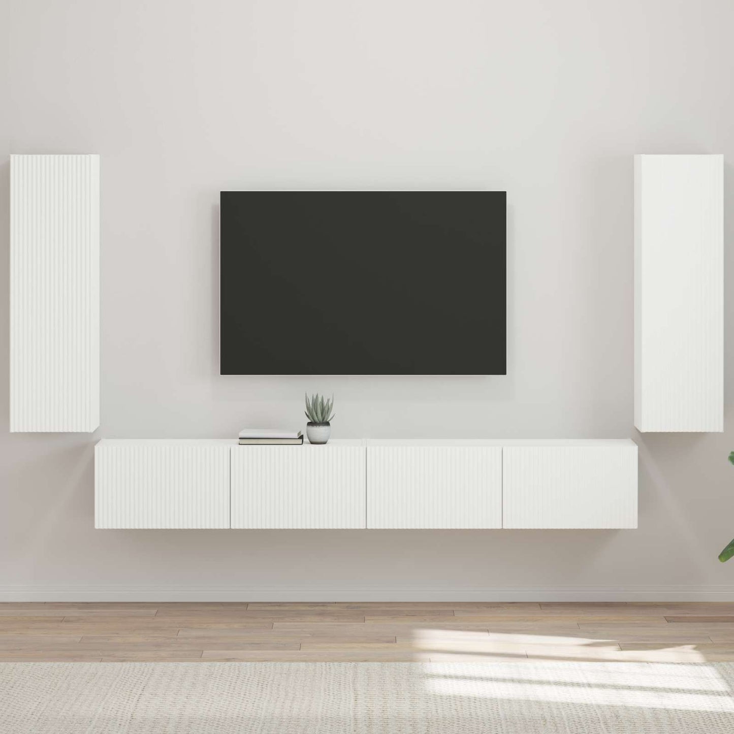 Set di Mobiletto da TV a Parete 4 pcs Bianco Lucido
