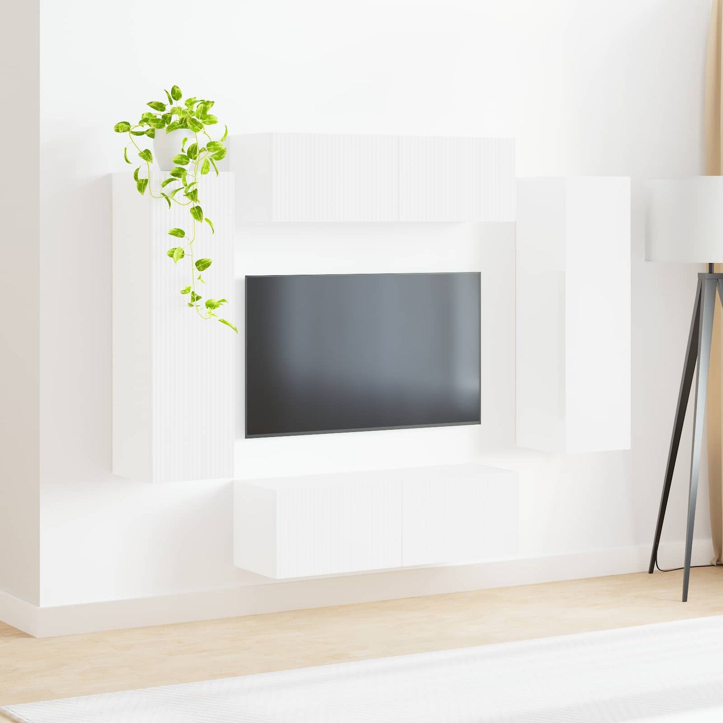 Set di Mobiletto da TV a Parete 4 pcs Bianco Lucido | homemem39