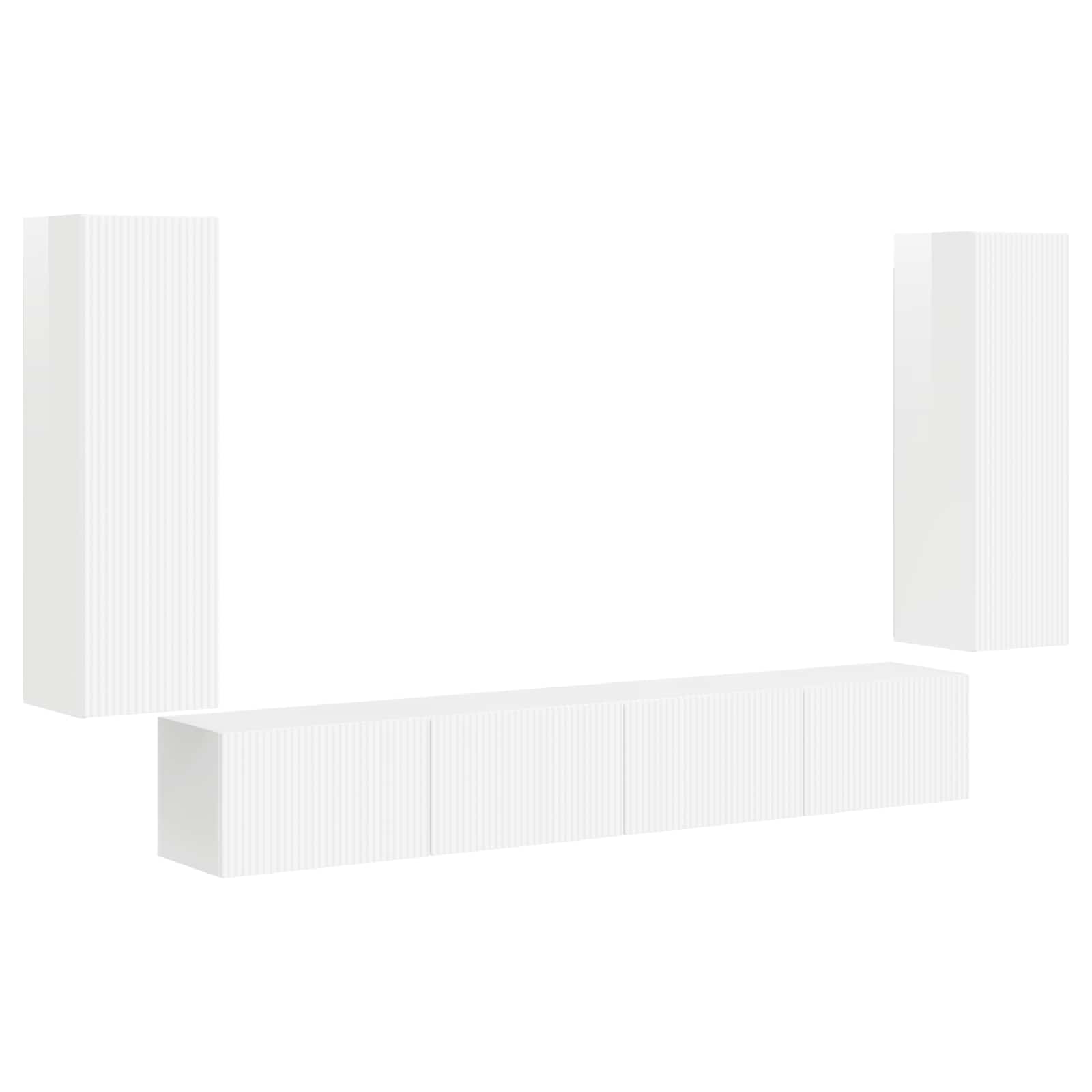 Set di Mobiletto da TV a Parete 4 pcs Bianco Lucido | homemem39
