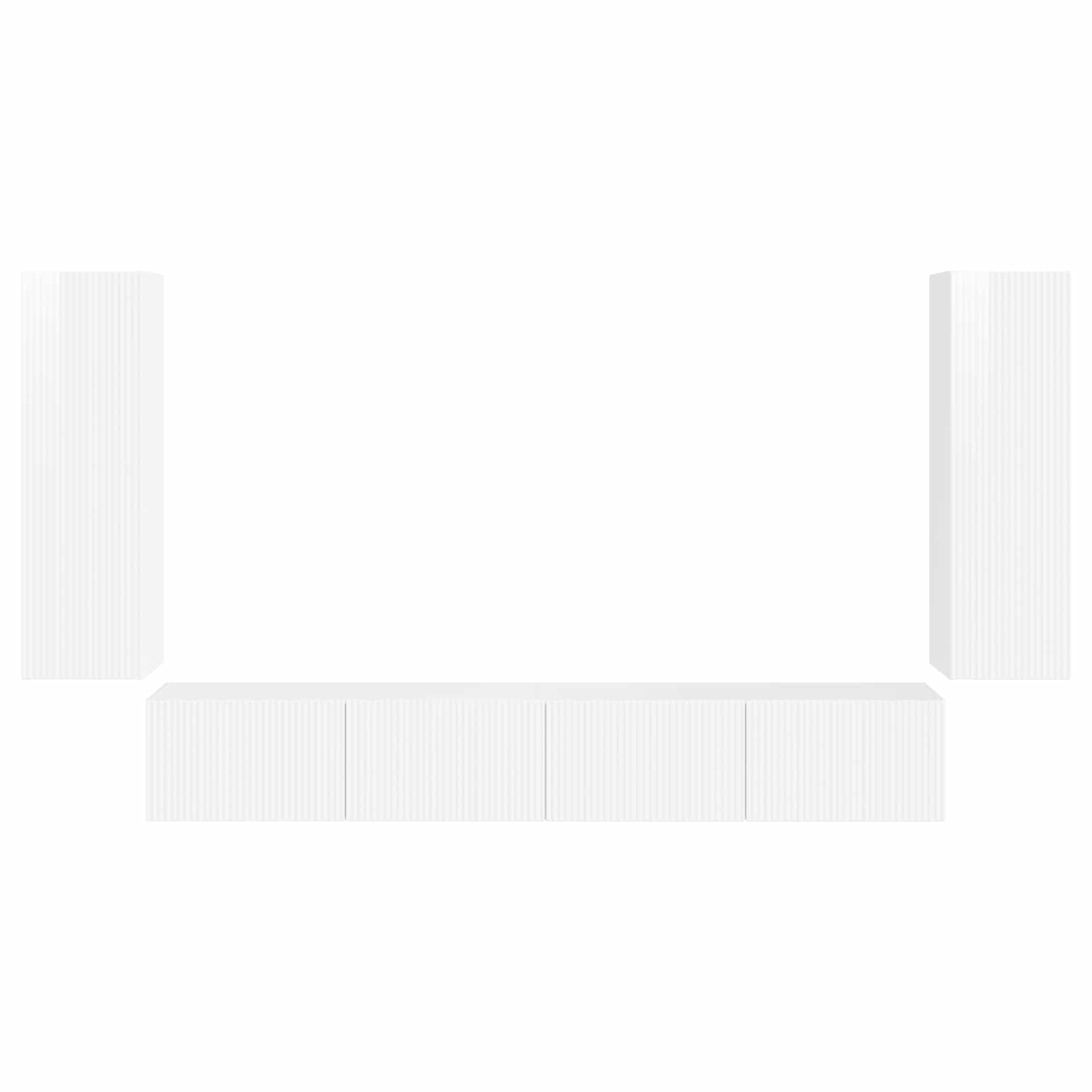 Set di Mobiletto da TV a Parete 4 pcs Bianco Lucido | homemem39