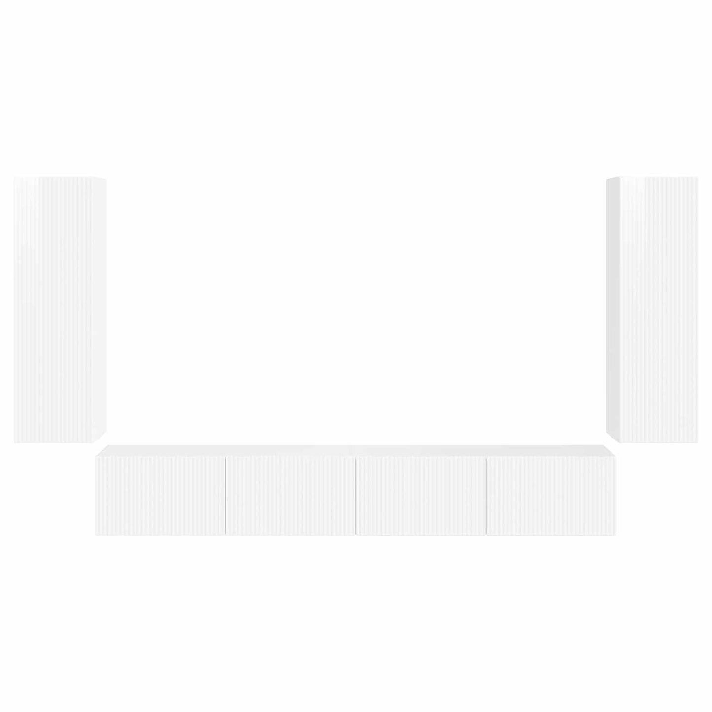 Set di Mobiletto da TV a Parete 4 pcs Bianco Lucido