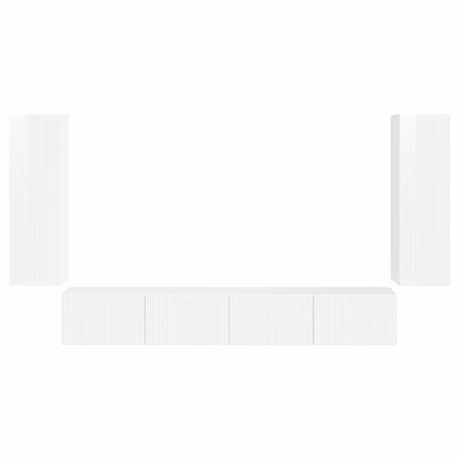 Set di Mobiletto da TV a Parete 4 pcs Bianco Lucido