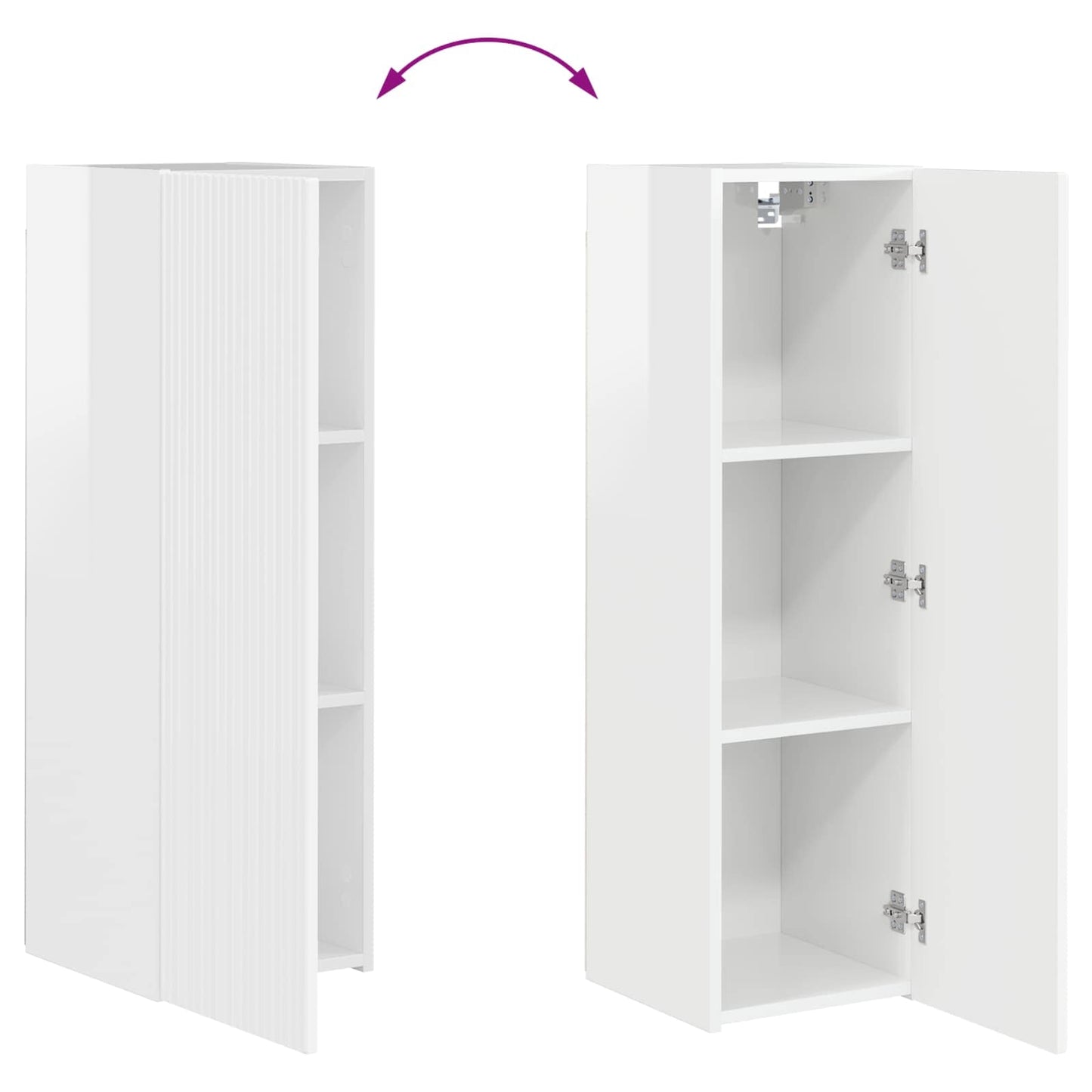 Set di Mobiletto da TV a Parete 4 pcs Bianco Lucido