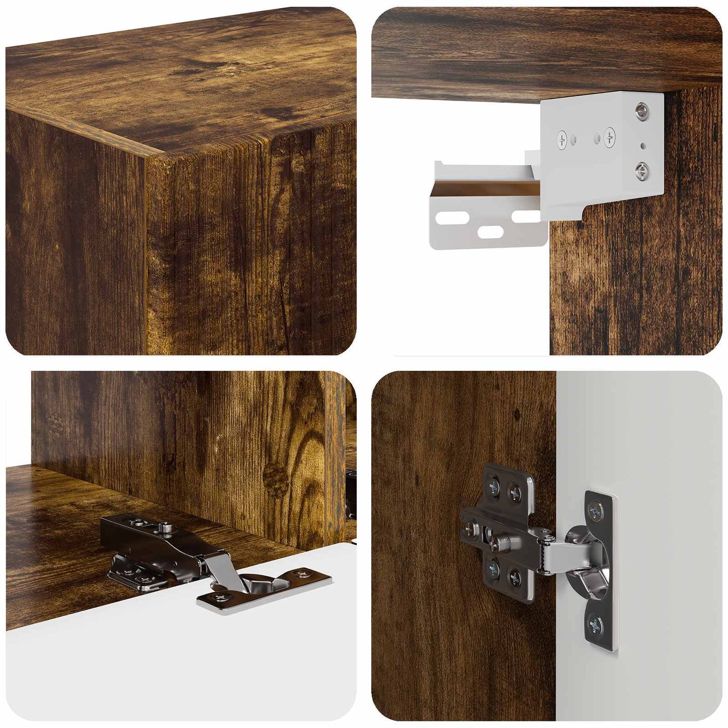 Set di Mobiletto da TV a Parete 4 pcs Rovere fumé | homemem39