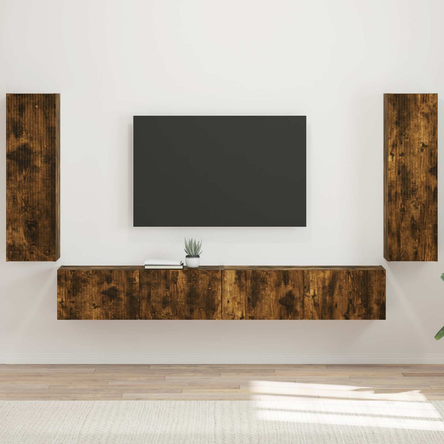 Set di Mobiletto da TV a Parete 4 pcs Rovere fumé | homemem39