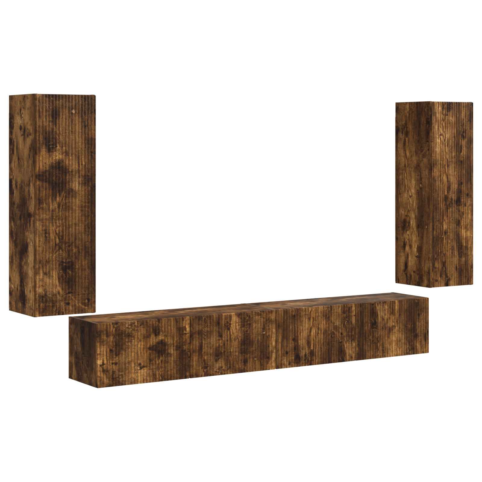 Set di Mobiletto da TV a Parete 4 pcs Rovere fumé | homemem39