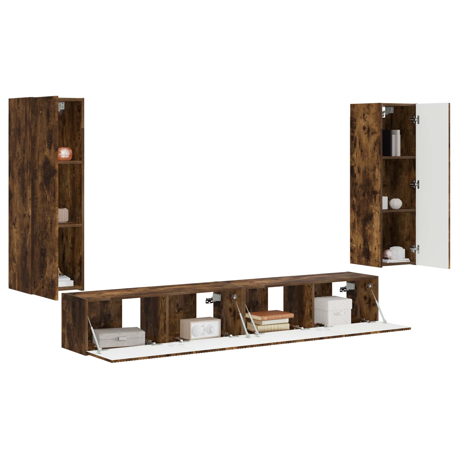 Set di Mobiletto da TV a Parete 4 pcs Rovere fumé | homemem39