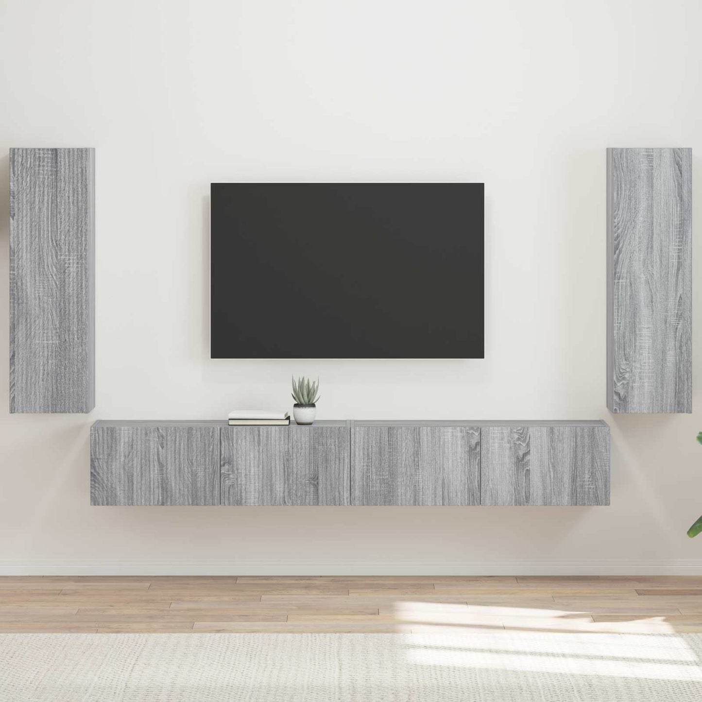 Set di Mobiletto da TV a Parete 4 pcs Grigio Sonoma | homemem39