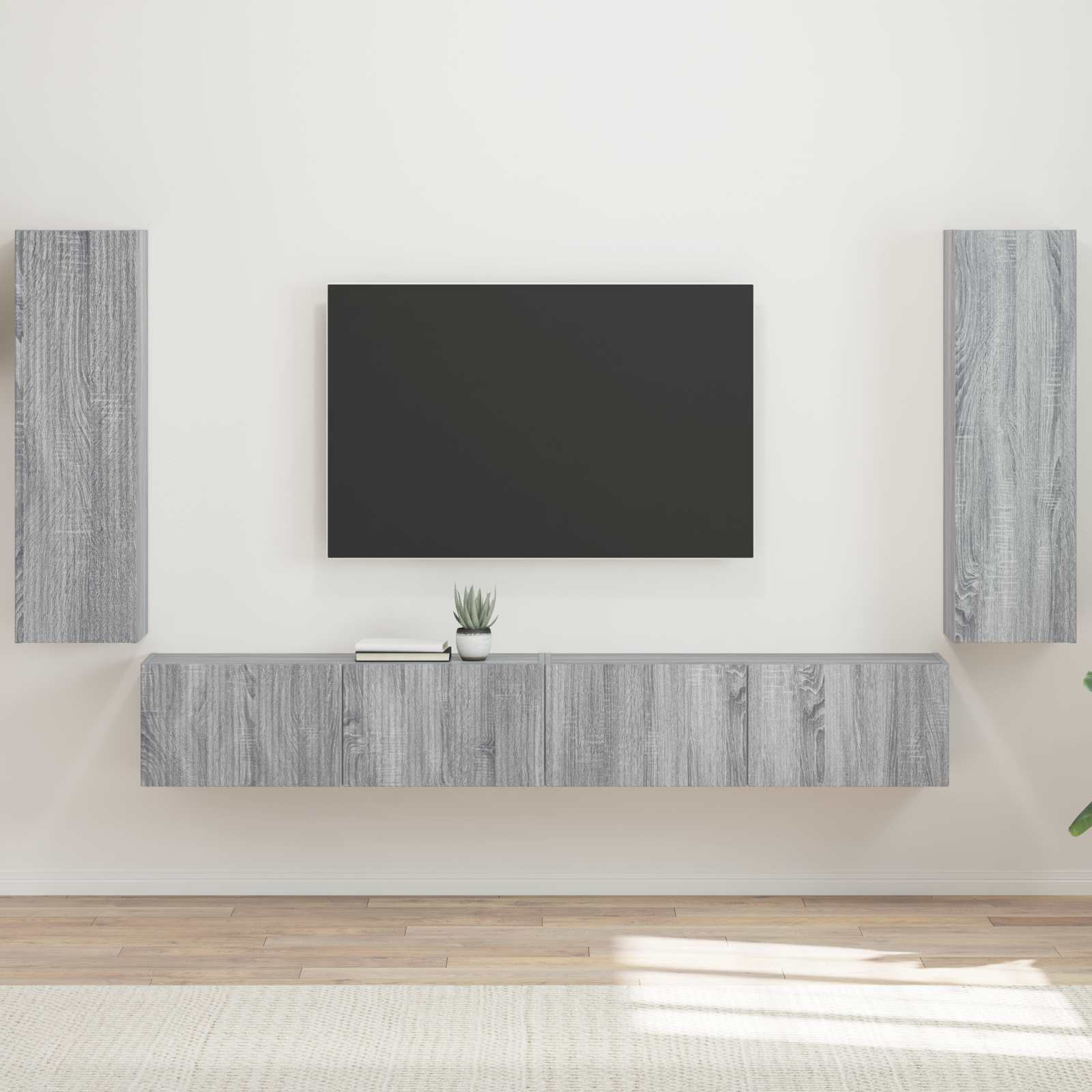 Set di Mobiletto da TV a Parete 4 pcs Grigio Sonoma | homemem39